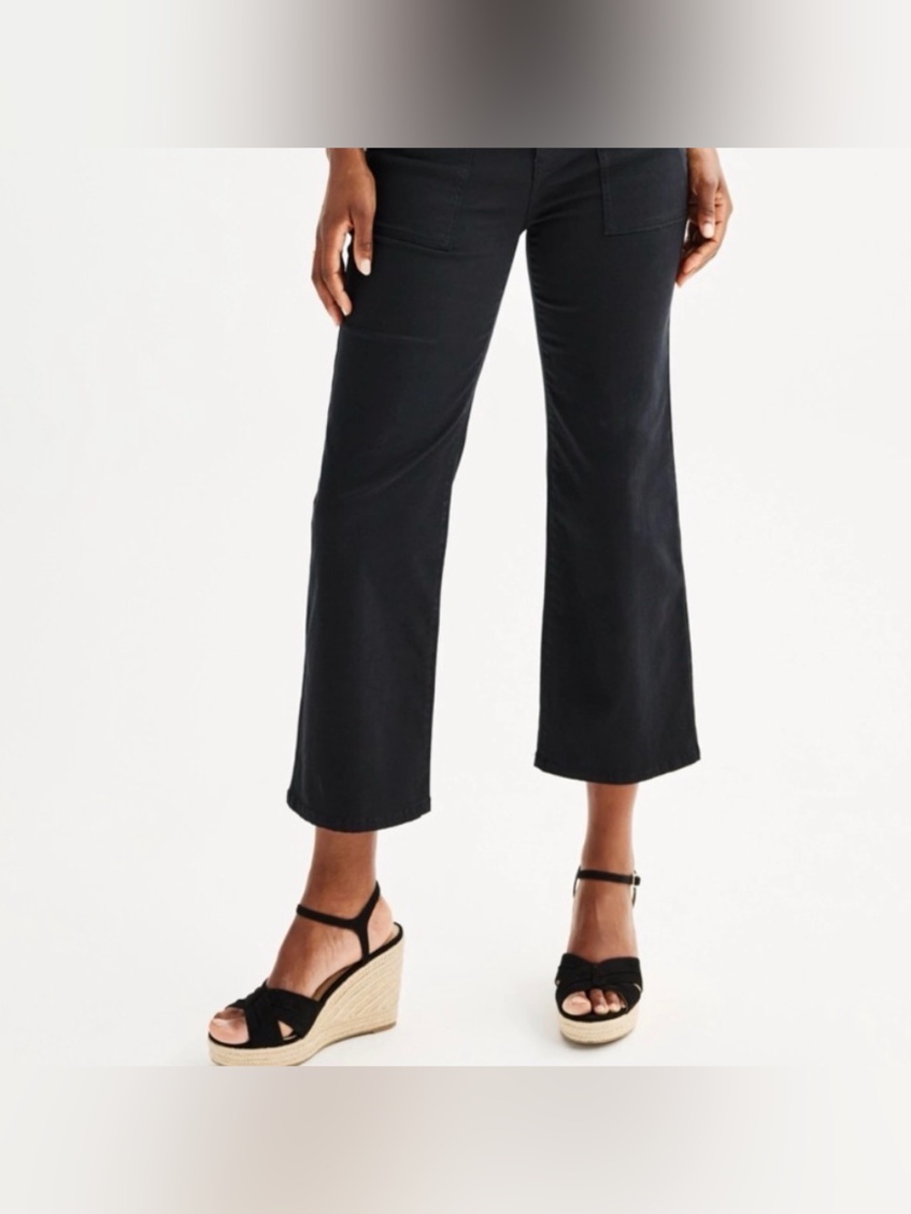 DRAPER JAMES BLACK WIDE LEG CROP PANTS SIZE 0